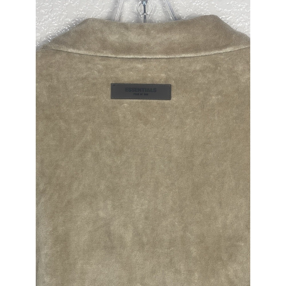 Fear of God Essentials Half Zip Velour Pullover Sweatshirt Oak Oversized NWT - Picture 5 of 8